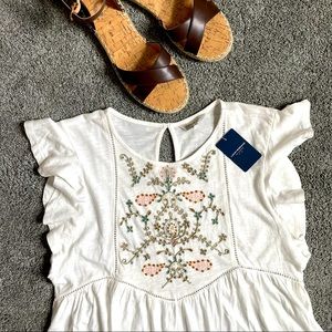 Lucky Brand boho embroidered shirt